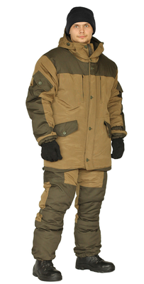 Костюм зимний "ГОРКА" куртка/брюки, цвет: св.хаки/т.хаки, ткань: Полибрезент/Полибрезент